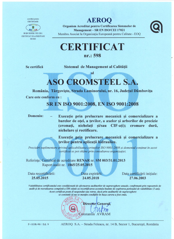 certif. ASO CROMSTEEL0001